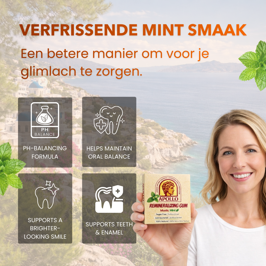 Apollo Kauwgom helpt met het bewaken van een goede mondgezondheid door bacterien te doden. 